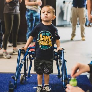 Child using walking wheelchair